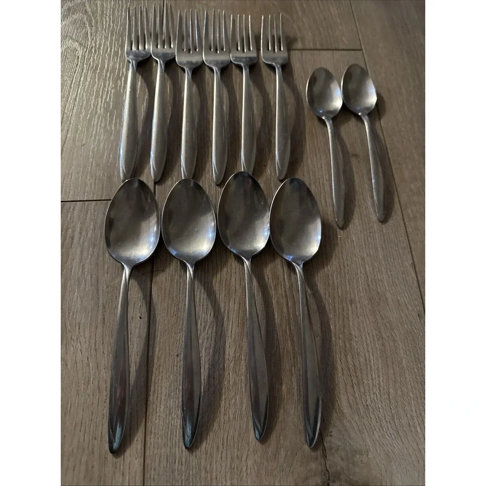 Lot of 12 Stegor Spiral Stainless‎ Flatware Replacement Pieces By Gorham Silver